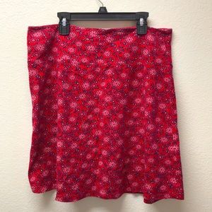 FADED GLORY SHORT RED SKIRT WITH FLOWERS